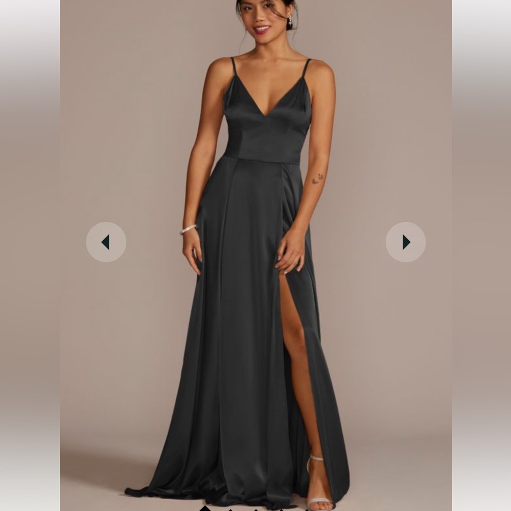 Galina Signature charmeuse deep v-neck a-line bridesmaid dress